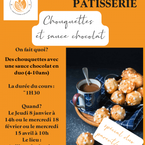 Cours duo chouquettes et sauce chocolat