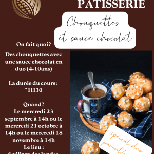 Cours duo chouquettes et sauce chocolat