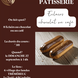 Cours éclairs chocolat ou café le 27 septembre à 14h